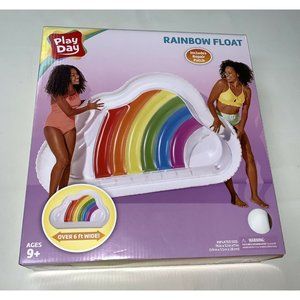 Play Day Inflatable Rainbow Swimming Pool Float 6FT Cloud Shape